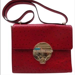 NWT Michael Kors Margo red ostrich shoulder bag